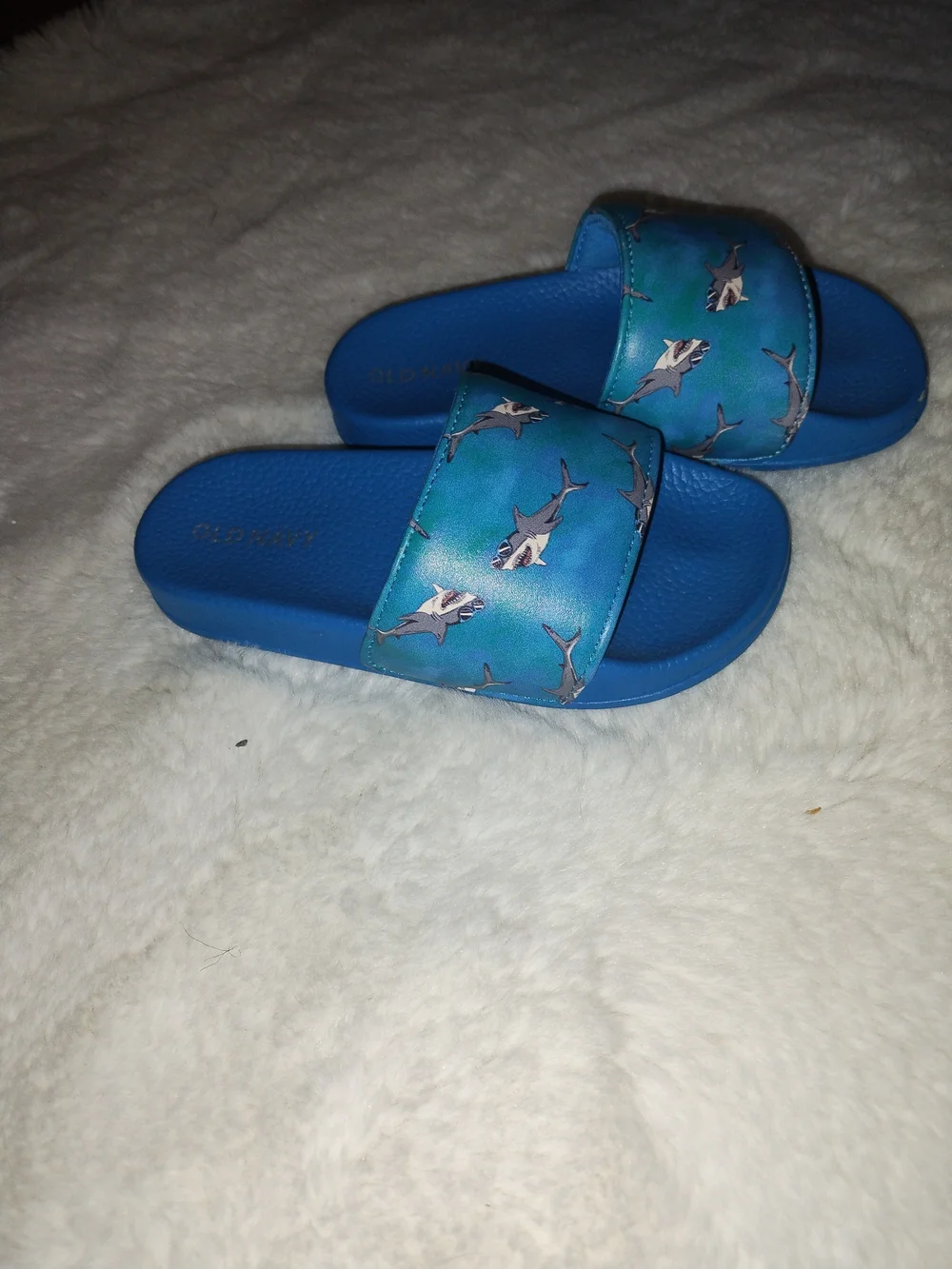 Old Navy Blue Shark Print Slide Sandals